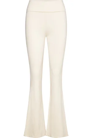 Gina Tricot Soft Touch Folded Trouser Bottoms Trousers Flared Cream