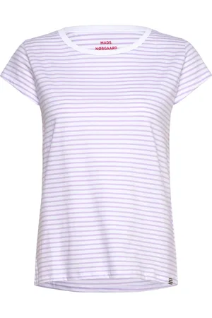 Mads Norgaard Organic Jersey Stripe Teasy Tee Fav Tops T-shirts & Tops Short-sleeved Purple
