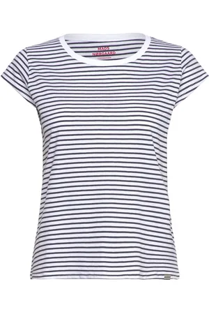 Mads Norgaard Organic Jersey Stripe Teasy Tee Fav Tops T-shirts & Tops Short-sleeved Blue