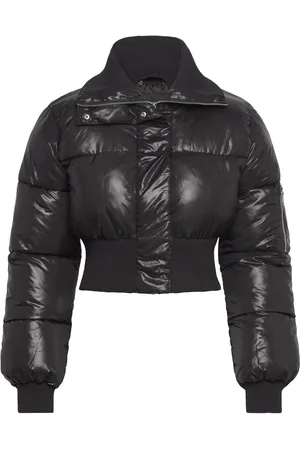 Monki Cropped Padded Puffer Jacket Foret Jakke Black