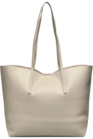 MANGO Pebbled Effect Shopper Bag Bags Small Shoulder Bags-crossbody Bags Cream