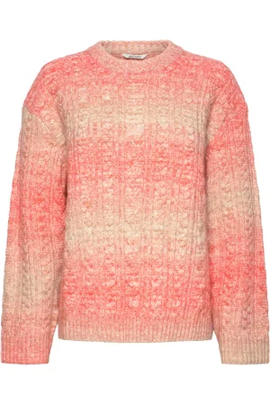 Monki Cable Knitted Sweater Tops Knitwear Jumpers Coral