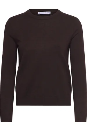 MANGO Wool-Blend Round-Neck Sweater Tops Knitwear Jumpers Brown