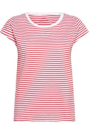 Mads Norgaard Organic Jersey Stripe Teasy Tee Fav Tops T-shirts & Tops Short-sleeved Red