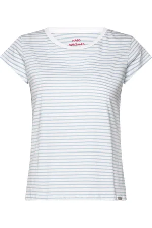 Mads Norgaard Organic Jersey Stripe Teasy Tee Fav Tops T-shirts & Tops Short-sleeved Blue