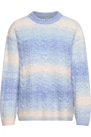 Monki Cable Knitted Sweater Tops Knitwear Jumpers Blue