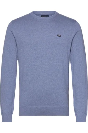 Lexington Cotton Crew Neck Sweater Tops Knitwear Round Necks Blue
