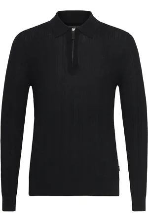 Matinique Maklint Z Heritage Tops Knitwear Long Sleeve Knitted Polos Black