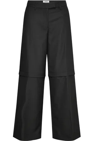 Monki Zip-Off Trousers Bottoms Trousers Chinos Black