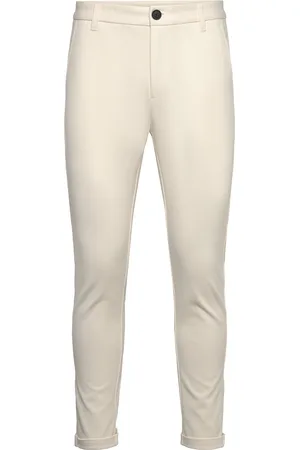 Lindbergh Superflex Knitted Cropped Pant Bottoms Trousers Chinos Cream