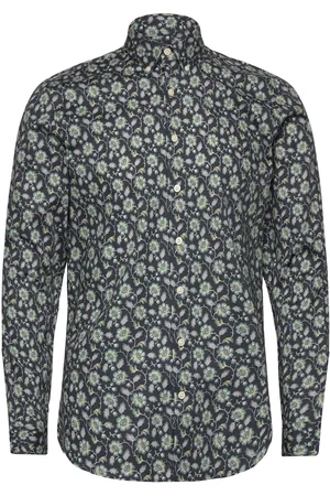 Lindbergh Aop Floral Shirt L/S Tops Shirts Pattern Shirts Khaki Green