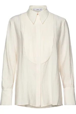 MANGO Fluid Skirt With Contrasting Panel Tops Blouses Long-sleeved White