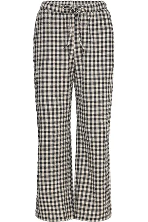 Lindex Trousers Pyjama Seersucker Pyjamasbukser Hyggebukser Black