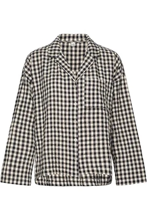 Lindex Pyjama Shirt Seersucker Top Black
