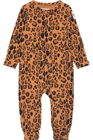 Mini Rodini Basic Leopard Button Jumpsuit Tencel™ Langærmet Body Brown