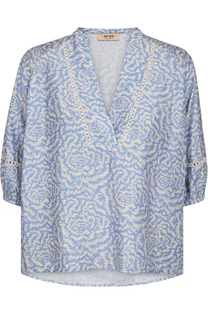 Mos Mosh Mmaleyna Saku Blouse Tops Blouses Short-sleeved Blue