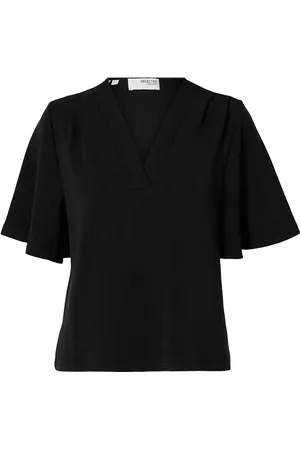 SELECTED Slftenny Ss V-Neck Top Noos Tops T-shirts & Tops Short-sleeved Black