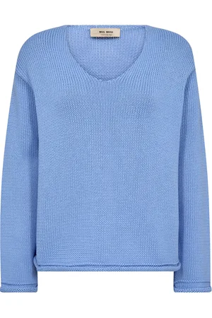 Mos Mosh Mmbine Ls V-Neck Knit Tops Knitwear Jumpers Blue