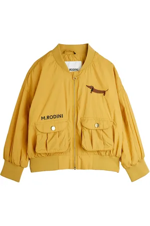 Mini Rodini Dog Nylon Baseball Jacket Emb Skaljakke Outdoorjakke Yellow