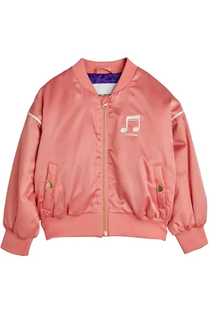 Mini Rodini Note Chenille Satin Baseball Jacket Skaljakke Outdoorjakke Pink