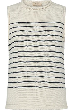 Mos Mosh Mmaubin Sl Stripe Knit Top Tops Knitwear Jumpers Beige