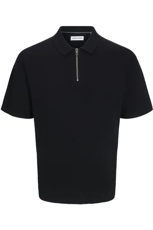 JACK & JONES Jjtroy Knit Zip Polo Jnr Tops T-shirts Polo Shirts Short-sleeved Polo Shirts Black Jack & J S