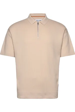JACK & JONES Jjtroy Knit Zip Polo Tops Knitwear Short Sleeve Knitted Polos Cream Jack & J S