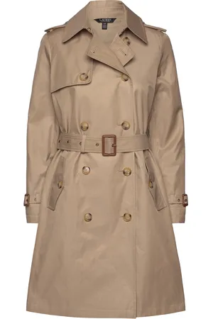 Ralph Lauren Double-Breasted Cotton-Blend Trench Coat Trenchcoat Frakke Beige