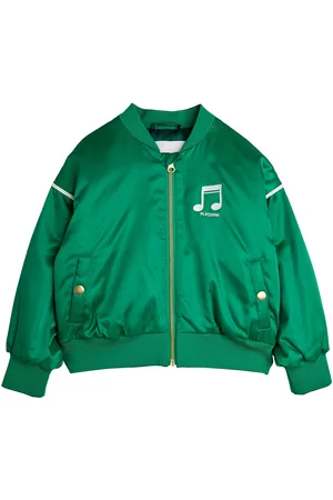 Mini Rodini Note Chenille Satin Baseball Jacket Skaljakke Outdoorjakke Green