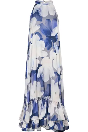 Y.A.S Florina Sl Halterneck Long Dress S Wg Maxikjole Festkjole Blue