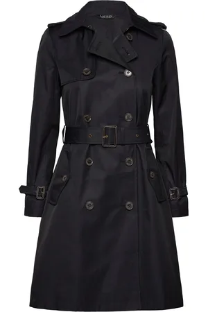 Ralph Lauren Double-Breasted Cotton-Blend Trench Coat Trenchcoat Frakke Navy
