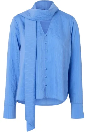 SELECTED Slflucia Ls Tie Shirt B Tops Blouses Long-sleeved Blue