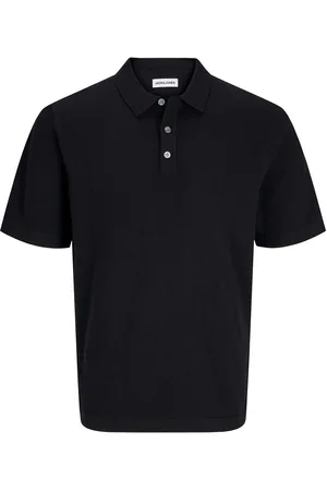 JACK & JONES Jjeemil Knit Relaxed Polo Ss Sn Tops Polos Short-sleeved Black Jack & J S