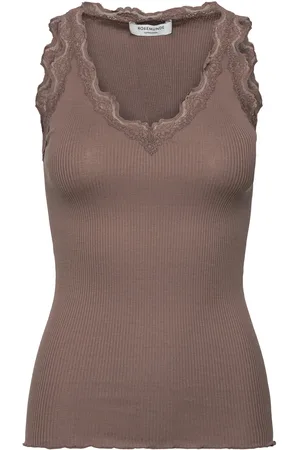 Rosemunde Rwbeatha Sl V-Neck Lace Top Tops T-shirts & Tops Sleeveless Brown