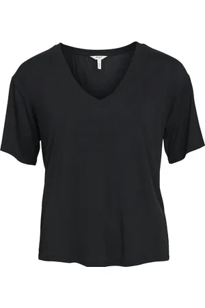Object Objannie Re S/S V-Neck Top Noos Tops T-shirts & Tops Short-sleeved Black