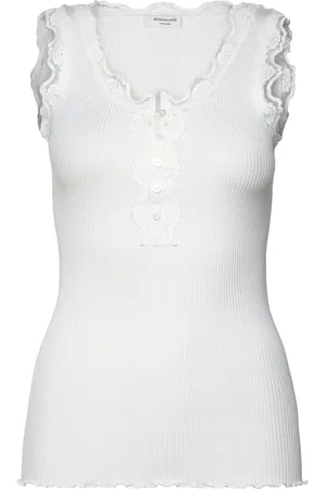 Rosemunde Rwbeatha Sl U- Neck Lace Button Top Tops T-shirts & Tops Sleeveless White