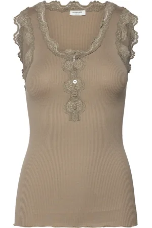 Rosemunde Rwbeatha Sl U- Neck Lace Button Top Tops T-shirts & Tops Sleeveless Brown