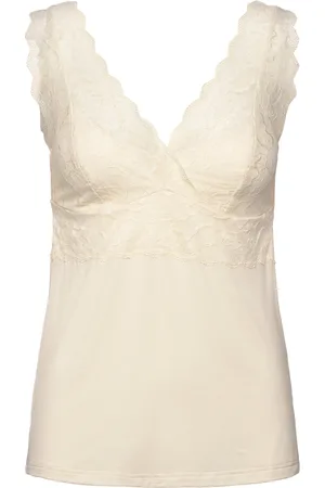 Rosemunde Rwbiarritz Sl Strap Lace Top Tops T-shirts & Tops Sleeveless Cream