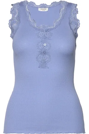Rosemunde Rwbeatha Sl U- Neck Lace Button Top Tops T-shirts & Tops Sleeveless Blue