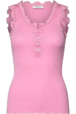 Rosemunde Rwbeatha Sl U- Neck Lace Button Top Tops T-shirts & Tops Sleeveless Pink