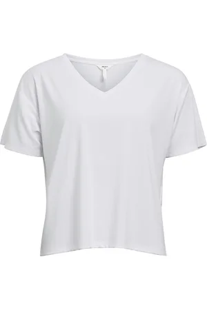 Object Objannie Re S/S V-Neck Top Noos Tops T-shirts & Tops Short-sleeved White