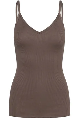 Rosemunde Rwbelle Sl V-Neck Elastic Top Tops T-shirts & Tops Sleeveless Brown