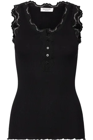 Rosemunde Rwbeatha Sl U- Neck Lace Button Top Tops T-shirts & Tops Sleeveless Black