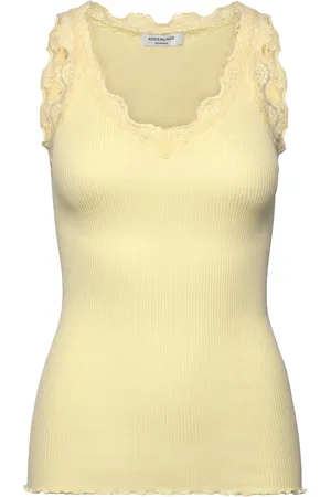 Rosemunde Rwbeatha Sl V-Neck Lace Top Tops T-shirts & Tops Sleeveless Yellow