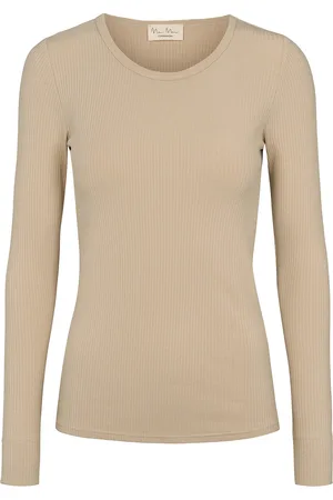 Marmar Copenhagen Plain Tee W Tops T-shirts & Tops Long-sleeved Brown