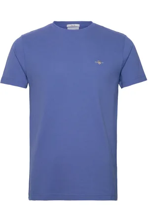 GANT Slim Pique Ss T-Shirt Tops T-Kortærmet Skjorte Blue