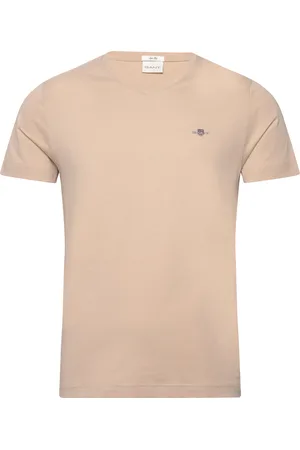GANT Slim Shield V-Neck T-Shirt Tops T-Kortærmet Skjorte Beige
