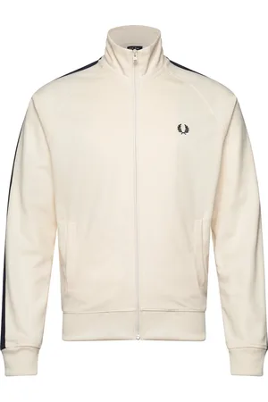 Fred Perry Contrast Tape Trk Jkt Tops Sweatshirts & Hoodies Sweatshirts Cream