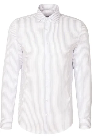 Seidensticker Spread Kent Tops Shirts Striped Shirts White