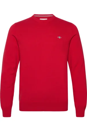 GANT Classic Cotton C-Neck Tops Knitwear Round Necks Red
